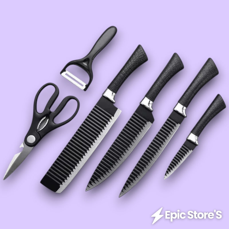 Kit de Faca + Tesoura + Descascador 6 pçs