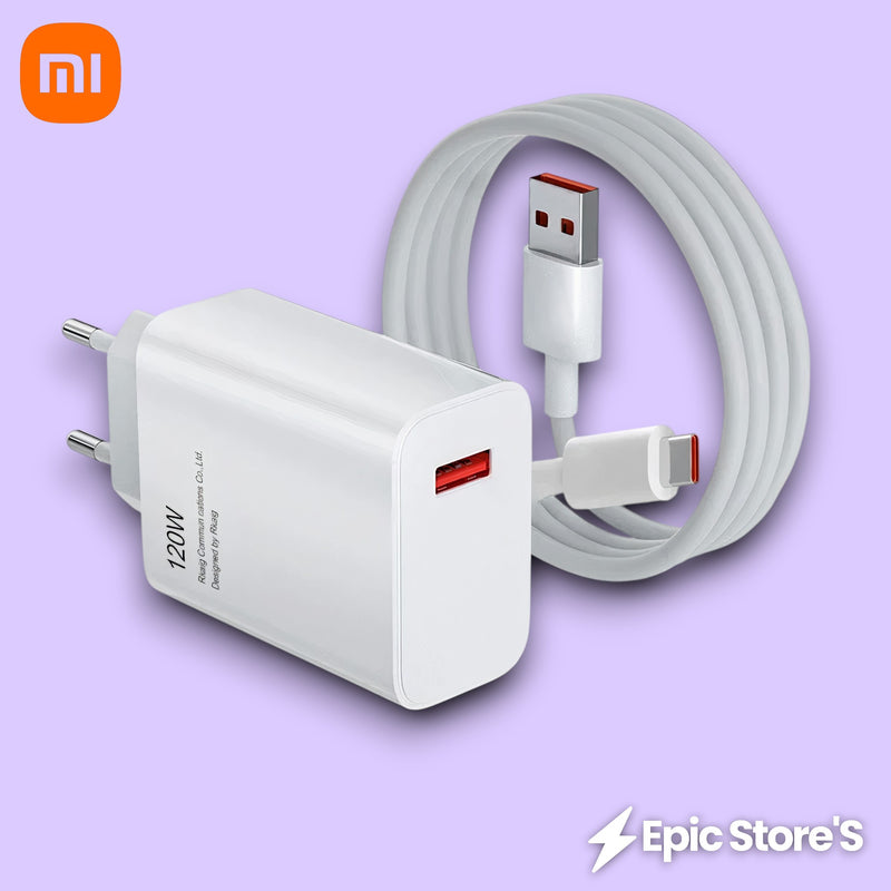 Carregador Rápido Xiaomi Original 120W – Turbo Power com Cabo USB-C