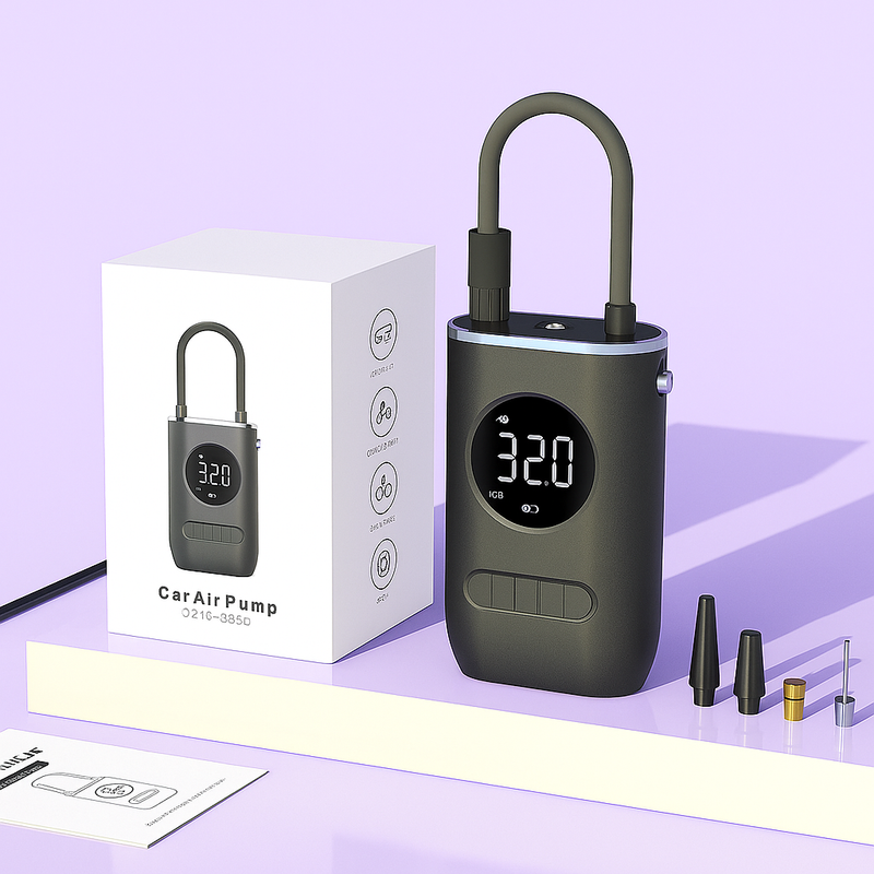 Compressor de ar portátil, 150 PSI, 4000 mAh com bateria recarregável