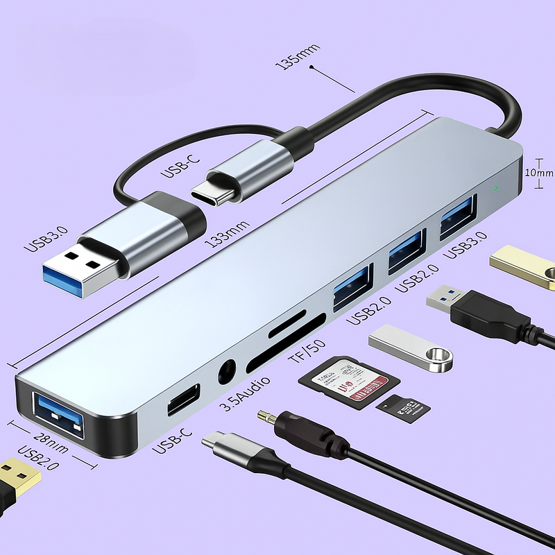 Hub USB-C Multifuncional 8 em 1