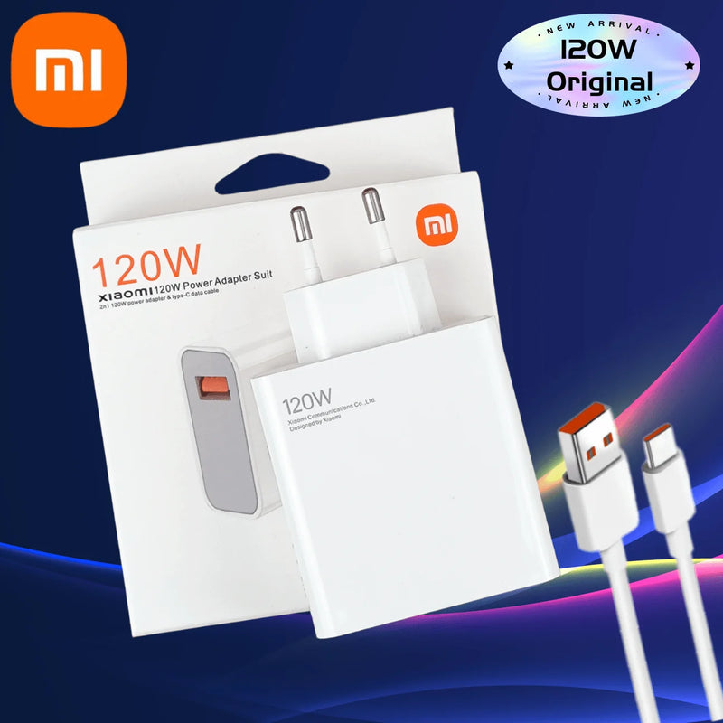 Carregador Rápido Xiaomi Original 120W – Turbo Power com Cabo USB-C